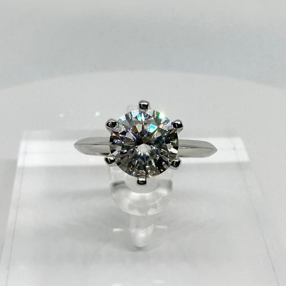 Moissanite Diamond Engagement Ring 2 Ct Round Cut 6 Prong 18K GRA Size 8 - Picture 7 of 11